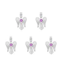 10pcs Sliver Plated Angel Hollow Pendant Pearl Bead Cage Pendants Aromatherapy Essential Oil Diffuser Locket Pendant Necklace Jewelry Making Supplies (Style3)