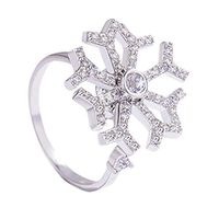 FEISI22 Women Jewelry Rotating Zircon Ring Relieves Stress Stone Flower Snowflake Rings Accessory Jewelry Gifts