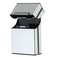 Metal Cigarette Case, Brushed Aluminum Hard Box and Holder with Solid Magnetic Flip Top Closure Tobacco Case King Size White