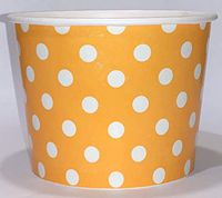 Ice Cream Cups - 16 oz Polka Dots Disposable Bowls - 50 Count (Orange)