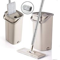 lijunjp Mop and Bucket with 2PCS Mop Pads, Wet or Dry Usage Hand-Free Wringing Floor Cleaning Mop, for Hardwood, Laminate, Tile, Bedroom, Kitchen, Bathroom