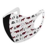 YOFFYO Soft Earloop Mouth Covers, Anti-Dust Smog Mouth-Muffle with Adjustable Elastic Band - Windproof Buffalo Bear Plaid Woodland Moose White Half Face Mouth Cover
