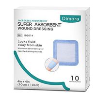 Dimora Super Absorbent Wound Dressing, with Non-Adherent Contact Layer, 4'' x 4'', 10 Count