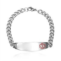 StickyJ USA Curb Link Stainless Medical ID Bracelet 8.5 Inch w Free Engraving