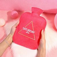 Irrigation hot Water Bottle Female Injection Plumbing Water Bag Flushing Warm Handbag Cute Cartoon Student Small Hand Warmer Explosion-Proof Warm Treasure, red Saturday Large