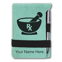 Mini Notepad, Rx Pharmacy Symbol, Personalized Engraving Included (Teal)