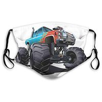Fashion Comfortable Windproof mask,Offroad Sports Theme Cartoon Monster Truck with Huge Rubber Tires and Bumper,Printed Facial Decorations for Unisex S