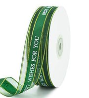 1 Inch Blackish Green Gift Wrapping Silk Ribbon 50 Yard Print Best Wishes for You Phnom Penh Chiffon Organza Ribbon for Bouquet Wrapping Party Decoration Supplies Craft Home Decoration