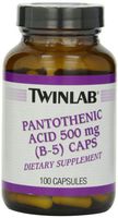 Twinlab Pantothenic Acid (B-5) Caps, 500mg, 100 Capsules (Pack of 3)