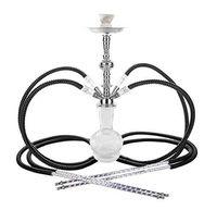 New 4 hose 20" White Hookah shisha nargila bar narguile nargile glass water Vase