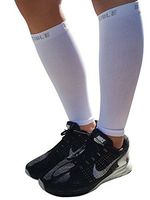 BeVisible Sports Leg Compression Sleeve - Calf Shin Splint Compression Socks for Men & Women - Great Sleeves for Running, Cycling, Travel, Support, Circulation & Recovery - 1 Pair (White,Large - XL)