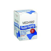 Medique MP66050 Medi-First Blue Metal Detectable Fingertip Bandages, 1.5" x 3", Flesh, Fingertip (Pack of 50)