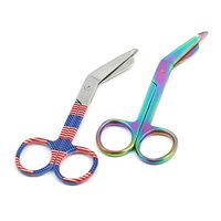 LAJA IMPORTS 2pcs- 4.5" German Grade EMT Lister Bandage Scissors Nurse Shears USA Flag & Multi-Colored