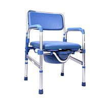 BINZHI Foldable Commode Chair Shower Chair Elderly Disabled Aluminum Alloy Increased Toilet Chair Lightweight, Seat Width 45.5cm Blue Bedside Toilet (Color : Blue)