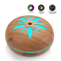 Sealive 550ml Fragrance Essential Oil Diffuser for Aromatherapy with Adjustable Mist Modes Humidifiers, Ultrasonic Aroma Diffusers with Auto Shut-Off, 7 Colorful LED Lights (Yellow)