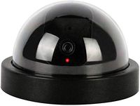 Fake Security Camera, Dome Camera with Flashing Red Light, Outdoor/Indoor, 1 Pack, Black