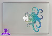 Overly Attached Decals Octopus Specialty Vinyl Decal Sized to Fit A 15" Laptop - Silver Metal Flake