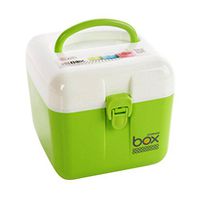 diffstyle Plastic Pill Storage Box Household Portable Medicine Organizer Case First Aid Kit (Green96.3" x 6.3" x 5.9"）)