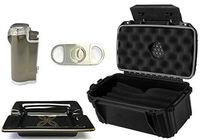 HHB Eclipse 4-Piece Cigar Holiday Gift Set, Includes Humidor, Cutter, Ashtray & Lighter! #3