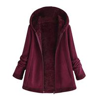 Ros1ock Women's Sweaters Plush Warm Coat Jacket Pocket Zipper Long Sleeve Hoodie Solid Casual Tops Wine Red