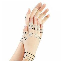 Arthritis Compression Gloves with Magnets Magnetic Therapy Gloves Semi Fingerless (Beige)