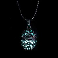 Jewelry Vintage Choker Locket Glow Ellipse Hollow Pendant Necklace Luminous Prom Woman Pretty Bright Cute Lovely Women Aesthetic Fashionable Comfortable