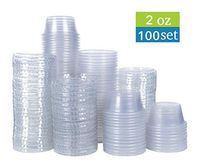 TashiBox 2 oz Disposable Portion Cups Souffle Cups With Lids, Set of 100, Jello shot cups, Souffle cups, Sampling cups, Condiment Containers
