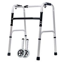 LCJ Folding Walker,Elderly People Standard Walker,Adjustable Walking Assist Equipped Wheels,The Limited Mobility Disabled Walking Frame, Mobility Aid for Handicap