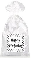 Puppy Paw Print Happy Birthday Party Favor Bags with Ties - 12pack