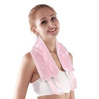 NEWGO®Neck Ice Pack Wrap Cooling Gel Wrap for Pain Relif, Flexible Hot Cold Pack with Soft Plush Backing for Neck (24.8"x 4.13"）- Pink
