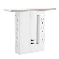 Aleola Multi Plugs Socket Shelf 8 Port Surge Protector 6 Wall Outlet Extenders 2 USB