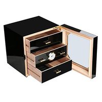 Humidors Three-Tier Cigar Box 50 Cigar Cedarwood Humidifier Cuban Cigars High Capacity Equipped with Humidifier and Hygrometer (Color : Black, Size : 242224cm)