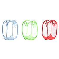 TOPBATHY 3pcs Foldable Pop Up Laundry Basket Fine Mesh Dirty Clothes Storage Basket Organizer Space Saving Basket (Random Color)