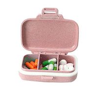 bjduck99 3/6 Slots Moisture-proof Pill Box Medicine Storage Case Travel Drug Organizer - Pink 3 Compartments