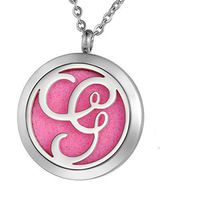 VALYRIA Monogram G Aromatherapy Essential Oil Diffuser Necklace-Stainless Steel Letter Locket Pendant with 11 Refill Pads