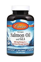 Carlson - Salmon Oil and GLA, 400 mg Omega-3s + GLA from Borage Seed Oil, Norwegian, Heart Function, Joint Support & Healthy Skin, 120 Softgels