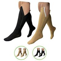HealthyNees 15-20 mmHg Zipper Compression Wide Big Calf Socks 2 Pack Closed Toe (2 Pairs Mix, 2XL)