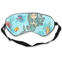Unisex Sleeping Eye Mask Kawaii Cuttlefish Mermaid Eye Mask Cover with Adjustable Strap Blindfold Eyemask for Travel, Nap, Meditation