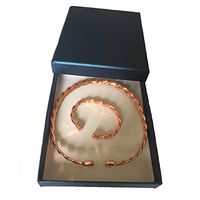 2 Pack Magnetic Therapy Bracelet Bangle + Necklace Adjustable Pure Copper for Arthritis Pain Relief Therapy