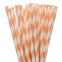 Peach Striped Paper Straws (100)