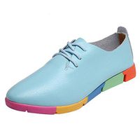 Neartime Women Casual Leather Shoes Fashion Flats Pointed Toe Lace-up Concise Personality Outdoor Sandals