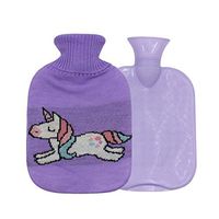 RARITYUS Natural Rubber Hot Water Bottle Warm Water Bag Hand Feet Belly Warmer with Cute Unicorn Premium Classic Knit Embroidery Cover 1 Liter