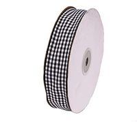 ATRibbons 50 Yards 1 Inch Wide Checked Ribbon Polyester Gingham Ribbon for Gift Wrapping,Hair Bows and Craft (Black)