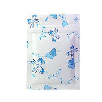 QQ Studio Color Patterned Mylar Foil Ziplock Food Packaging Bags (100PCS) (Glossy White w/Blue Flowers, 8cm x 12cm (3.2"x4.7"))