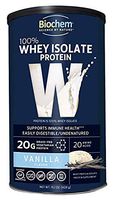 Biochem 100% Whey Isolate Protein - Vanilla Flavor - 15.1 oz - Buy 1 GET 1 Free - Supports Immune Health - Easily Digestible - Refreshing Taste - 20g Vegetarian Protein - Amino Acids