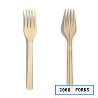 Eco-friendly Disposable Bamboo Cutlery, 100% Biodegradable and All-Natural for Party, BBQ, Picnic, Christmas, Thanksgiving(Forks) (2000)
