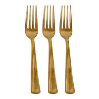 100 Gold Plastic Forks, Elegant And Disposable Shiny Gold-Look Flatware. Includes 100 Gold Forks.