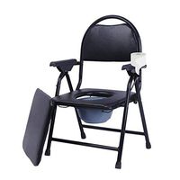 Elderly Toilet Chair - Folding Extra Wide Toilet - Carbon Steel - Splash Guard Bucket - Toilet Paper Holder - Pregnant Women - Hip Replacement - Disabled - Black - Maximum Load 150kg/330lb