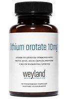 Weyland Brain Nutrition: Lithium Orotate 10mg (1 Bottle), 60 Vegetarian Capsules, Lithium Supplement Supports Healthy Mood, Behavior, Memory and Wellness