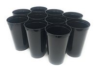 CSBD Stadium 22 oz. Plastic Cups, 10 Pack, Blank Reusable Drink Tumblers for Parties, Events, Marketing, Weddings, DIY Projects or BBQ Picnics, No BPA (Black)
